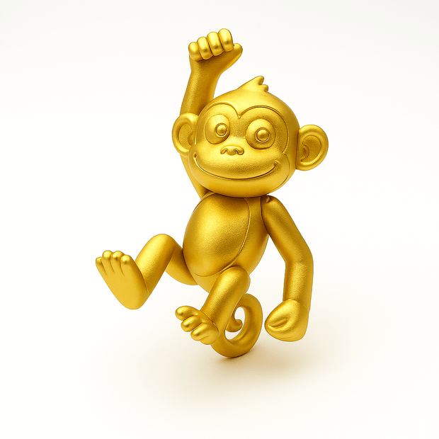 Limited Edition Gold Monkey Figurine 🐒✨ 3D printed animal, part of the exclusive 1 in 250 collection.