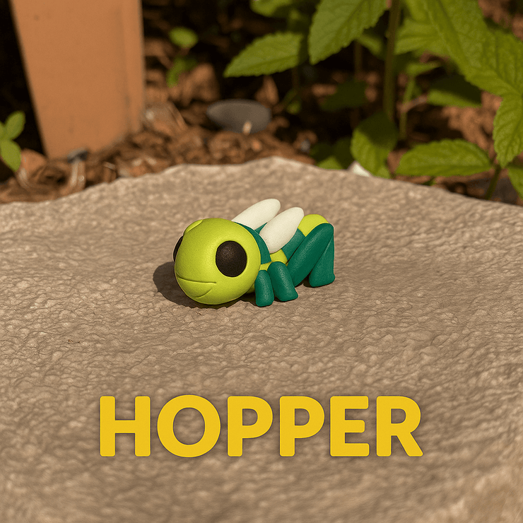 Articulated grasshopper toy 🦗 in vibrant greens and yellows, perfect for fidgeting and collecting. #3DPrintedAnimals