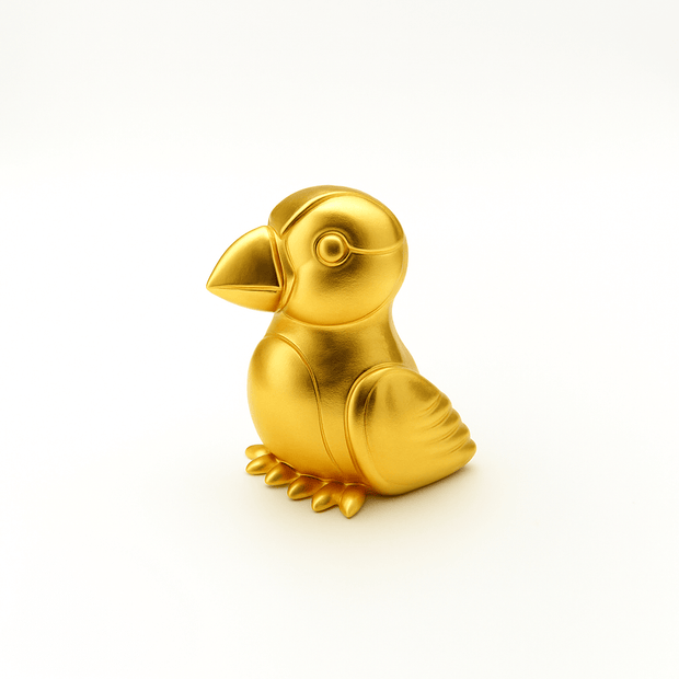 Limited Edition Gold Puffin Figurine 🦜 | 3D Printed Animals | 1 in 250 Rarity ✨